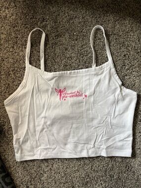 Gymshark White Crop Top with Pink Graphic